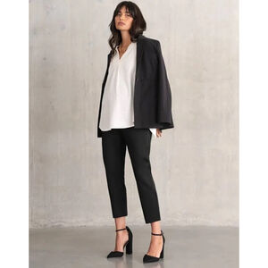 Seraphine Black Maternity Ponte Roma Trousers US 4 Zip Cuff Workwear